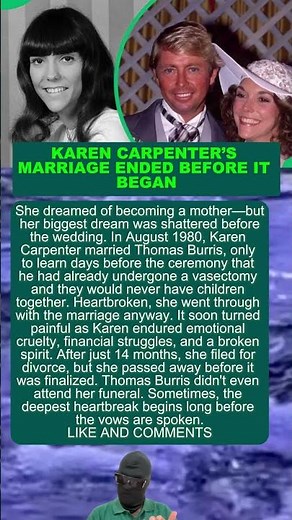 KAREN CARPENTER’S MARRIAGE ENDED BEFORE IT BEGAN