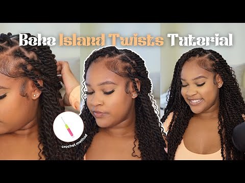 BOHO ISLAND TWISTS TUTORIAL *easy* CROCHET METHOD | EASY PROTECTIVE STYLE FOR BEGINNERS