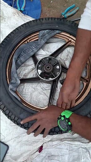 Easy! Tire 🛞 DIY Motorcycle Tire Fitting Tube Setting Technique | Tires Repair & Service Trick 🛠️✔