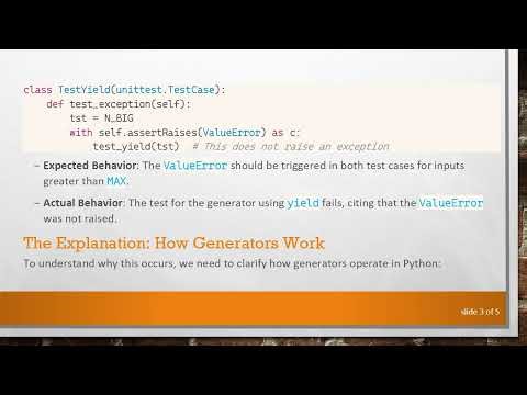 Understanding assertRaises in Python Generators with unittest