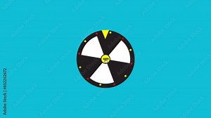 wheel fortune lucky spin wheel animation, Rotating red wheel of luck or fortune on blue background, 2D animation video. The wheel of fortune or Lucky spin animation .