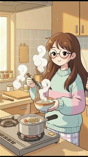 Ghibli ASMR 🍜 Cute Anime Noodles #GhibliStyle #AnimeShort #CozyVibes