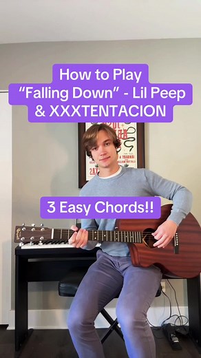 Dave - Beginner Guitar Teacher on Instagram: "How to Play “Falling Down” - Lil Peep & XXXTENTACION 🎸 #guitartok #guitartutorial #beginnerguitar #easyguitar #acousticcovers #acousticguitar #musiciansoftiktok"