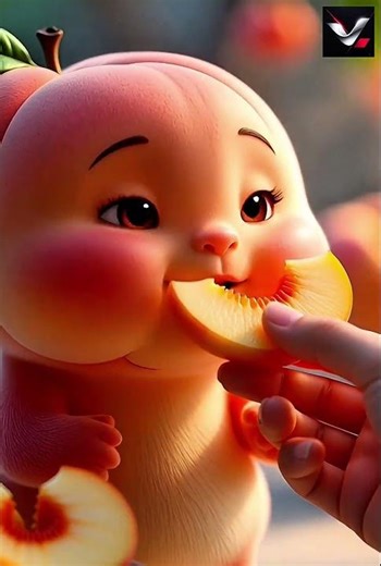 Cute Peach Eating Peach 🍑 | Cartoon Fruit Short #KidsAnimation #LearningFruits #shortstory