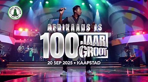 KAAPSTAD, IS JULLE GEREED? Môre word ons pragtige taal Afrikaans, 100 jaar oud en ons gaan dit vier met die Afrikaans is 100 Jaar Groot-konsert op 20 September in die DHL-stadion. 🥳 ’n Eens in ’n leeftyd geleentheid met kunstenaars soos Laurika Rauch, APPEL, Francois van Coke, Bok van Blerk, Juanita du Plessis, Riaan Benade, Emo Adams, RIANA NEL, Kurt Darren, Tarryn Lamb, Early B, Ricus Nel, Karlien Van Jaarsveld, DODO NYOKA, Elvis Blue, Refentse, Bernice West, Ruhan Du Toit, Jay du Plessis, Ta