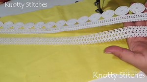 355K views · 10K reactions | Beautiful kurti design with pintucks and laces:- I am using white crochet laces of different patterns to make beautiful pattern on plain yellow kurti. You can select kurti color and laces of your choice to make similar design. | Knotty Stitches | Facebook