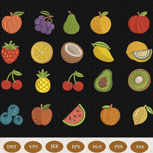 Mini Fruit Embroidery Design: 20 Botanical Patterns (digital Download) - Etsy