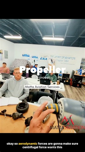 Brief description of the forces acting on a propeller: centrifugal, aerodynamic twisting, torque, and thrust. #PropellerForces #CentrifugalForce #AerodynamicTwisting #PropellerTorque #ThrustForce #AviationEngineering #AircraftMechanics #FlightDynamics #PropellerPhysics #AerospaceScience #MattaAviationServices #A&PPrep | Matta Aviation Services