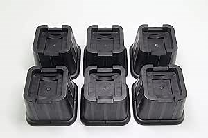 Bed Furniture Risers 3 inch, Furniture Risers for Bed, Desk, Sofa, Chair,Couch, Table Legs Extenders (Set of 6, Black) (Set of 6)