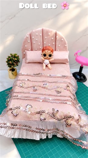 DIY Mini Barbie Bed Makeover 🩷 | Cute Miniature Doll Bed | Easy Craft #barbie #ministyle