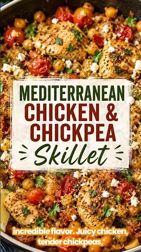 Mediterranean Chicken & Chickpea Skillet | A One-Pan Dinner You'll Crave 🫒🍗🥘 #shorts