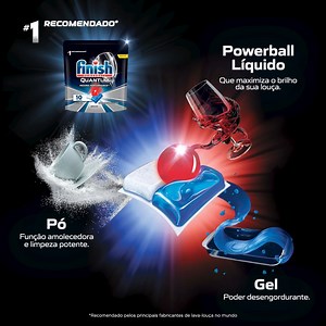 12 reactions · 3 comments | O revolucionário tablete de Finish Quantum contém: PÓ para uma função amolecedora e limpeza potente que elimina os restos de comida; GEL com poder desengordurante que acaba até com a sujeira mais difícil; POWERBALL LÍQUIDO que maximiza o brilho da sua louça. E película 100% solúvel em água. É a melhor performance de Finish! Finish, a marca #1 recomendada*. *Recomendado pelos principais fabricantes de lava-louças no mundo. | Finish Brasil | Facebook