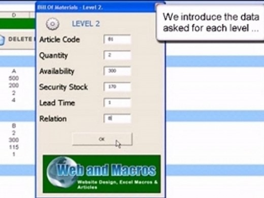 Excel macro vba mrp - Material Requirements Planning