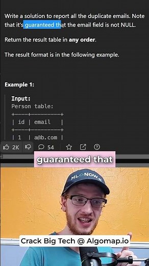FAANG SQL Interview Question! Leetcode 182 - Duplicate Emails