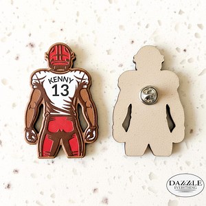 Personalized Football Pins, Wood Football Pin, Football Player Gift, Team Mom Gifts, Custom Football Name Tag, Football Team Gift - Etsy