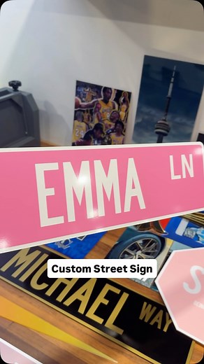 5.6K views · 4 comments | Making a custom street sign! Get yours today for your personalized wall art or create the perfect gift for someone! Order now in bio! #wallart #acrylicsign #acrylicprint #asmr #streetsign | Mazer Design | Facebook