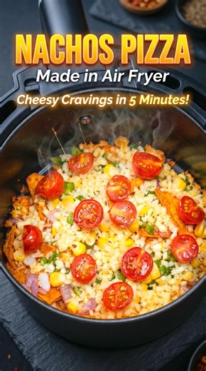 Midnight Craving? Try This Cheesy Nachos Pizza in Air Fryer 🤤🔥
