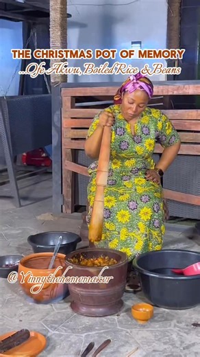 Yinnythehomemaker|Abuja Creator|Onyinye Anunyuo on Instagram: "Ofe Akwu, Boiled Rice & Beans — The Christmas Pot Of Memory Ofe Akwu with rice and beans — the kind of meal that instantly reminds you of village Christmas mornings. Warm, rich, nostalgic… and always worth the wait. INGREDIENTS • Palm nuts • Beef / goat meat • Stockfish • Dry fish • Fresh pepper • Onions • Crayfish • Ogiri okpei . Uyaya(Aiden fruit) • Seasoning cubes • Salt • Scent leaves and Ugu For the Rice & Beans: • White rice • 