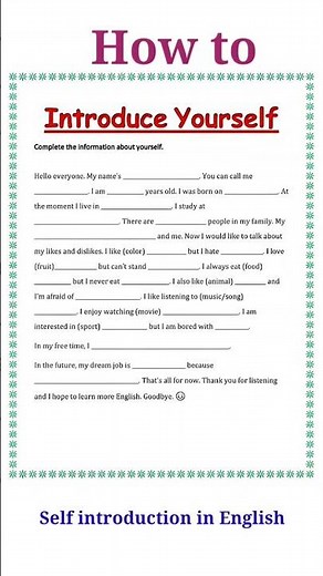 self introduction in english ||introduce yourself in interview || self introduction #shorts