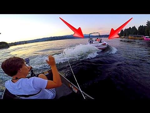 CRAZY GUY Tries To SINK MY BOAT (While I'm fishing)