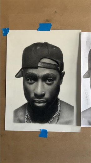 Hyper Realistic 2pac Drawing ✍🏽 #2pac #tupacshakur #art #drawing #charcoalart #portraitdrawing