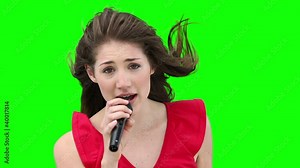 Woman singing with a microphone