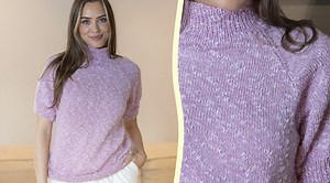 Sticka kortärmad tröja med hög hals – gratis stickmönster