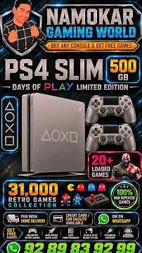 PS4 Slim Days of Play Silver Limited Edition 500 GB With 20+ Loaded Games & 31,000 Retro Games