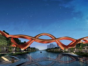NEXT Architects' Möbius Strip Pedestrian Bridge Wins Meixi Lake District Competition