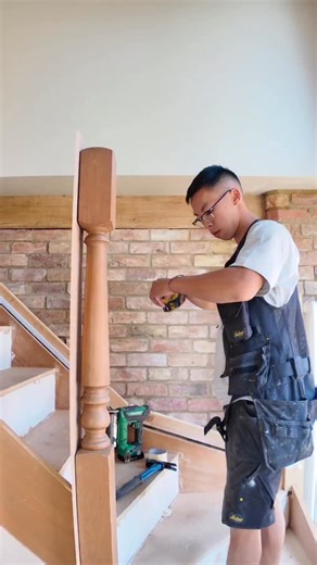 Lewis | Cladding. A quick tip on how I clad newel post with turning and making it solid👍👍 #diy #carpentry #cladding #asmr #stairs | Instagram