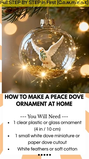 How to Make a Peace Dove Ornament at Home Create a symbol of hope and harmony with this elegant Peace Dove Ornament. This handmade craft captures the gentle beauty of a white dove in flight, floating inside a clear glass globe. Perfect for Christmas, weddings, or year-round décor, it brings a calm and uplifting touch to any space. | Kira Recipes
