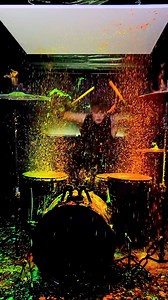 Drums Explode onto Canvas🌋 Drummer shows off a unique and creative way to express himself on the drums. Wait for that drop!!🤯 #reels #reelsvideo #drums #art #drumming #drumvideo #drumset #lessons #painting #paint #glow #music #ys #fieldtrip #live #tutorial #visualart | Austin Ware Drums
