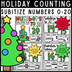 Christmas Tree Counting and Place Value Matching Cards | Numbers 0–20