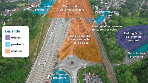 Ottignies : des gares SNCB et TEC provisoires en attendant les nouveaux bâtiments multimodaux - RTBF Actus