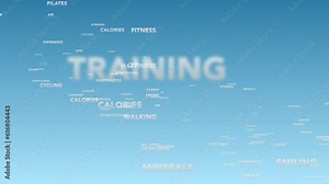 Motivation Words Flying Through the Sky. Moving Text Animation Background.