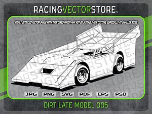 Dirt Late Model Vintage Wedge Race Car Highly Detailed Image in .svg .ai .eps .pdf .png .jpg .psd - Etsy