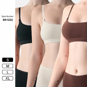 [Hot Item] Cotton Scoop Bralette Soft Homewear Adjustable Spaghetti Strap U-Neck Seamless Most Stretchy Yoga Bra