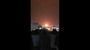 Refile: Falling projectile explodes in direction of Saudi Aramco facility in Riyadh