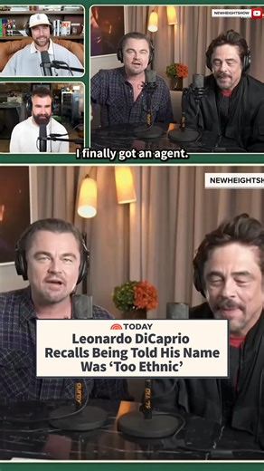 4.4M views · 78K reactions | Leonardo DiCaprio stopped by Travis and Jason Kelce’s “New Heights” podcast where he revealed that early in his career he was told his name was "too ethnic" — and shares the stage name his agent gave him! : New Heights podcast | Today Show | Facebook