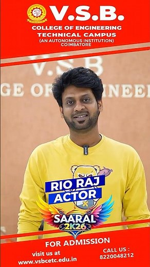 Actor Rio Raj Feedback About VSB Group of Institutions - Coimbatore & Karur