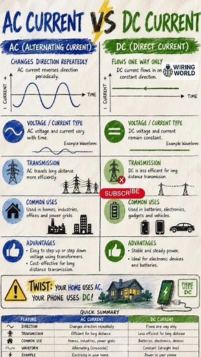 ⚡ Understand AC vs DC Current in a simple way! #electrical#wiringworld#ytshorts#shorts#current