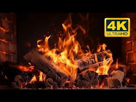 🔥 FIREPLACE (12 HOURS) Ultra HD 4K. Crackling Fireplace with Golden Flames & Burning Logs Sounds