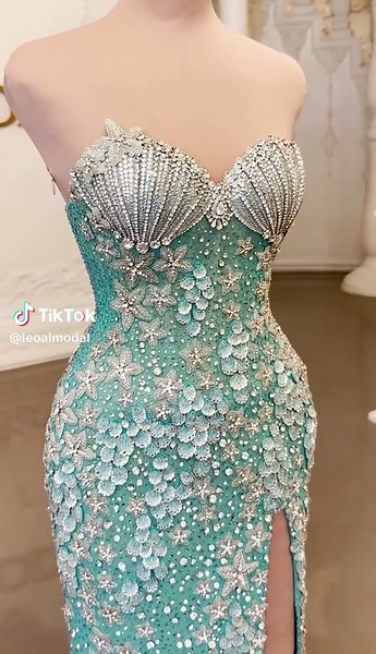 Ocean-Inspired Mermaid Couture Gown for Brides