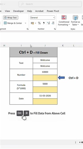 Stop Dragging in Excel! Use Ctrl + D ⚡ Fill Down Instantly