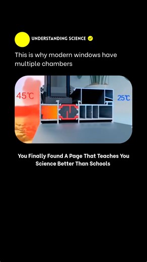 🧪 on Instagram: "Think a window’s plastic frame keeps the cold out? Look closer. Hidden inside are sealed air chambers — nature’s own insulator. Still air doesn’t conduct heat well, so each chamber blocks thermal energy, reduces noise, and stops cold spots. The design is smart, silent, and saves energy from the inside out. 📹 Original content by us. Interested in collaborating? Send a DM. #science #technology #facts #physics #engineering #windows #construction #home #insulation #architecture #e