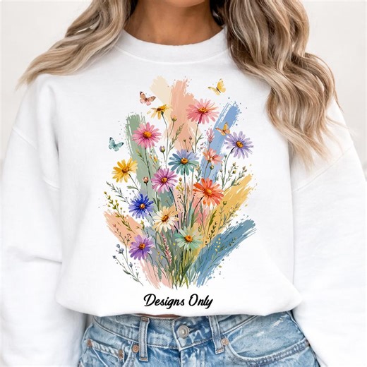 Watercolor Daisy PNG - Boho Flower Graphic for Pastel Floral Sublimation Shirts - Etsy
