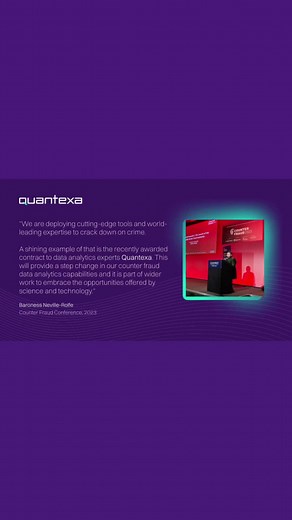 👏 Thank you to Baroness Neville-Rolfe for her kind words kicking off the Annual 𝗖𝗼𝘂𝗻𝘁𝗲𝗿 𝗙𝗿𝗮𝘂𝗱 𝗖𝗼𝗻𝗳𝗲𝗿𝗲𝗻𝗰𝗲 this week. As the Baroness said in her speech, “the challenge we face is stark”. The latest figures from the Fraud Landscape Report suggest that public sector fraud now stands at £33 billion. We are proud that the UK Cabinet Office has chosen to expand the work it does with #Quantexa to provide counter fraud data analytics capabilities. Thanks also to Imam Hoque and Cra