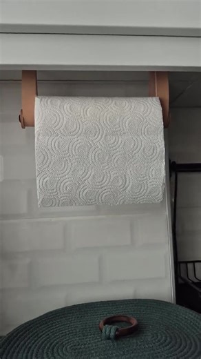 Veg Tan Leather Paper Towel Holder, Wood Kitchen Storage Rail - Etsy