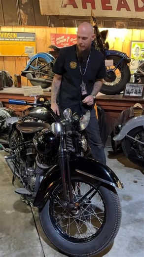 Tony starting a 1950 flathead at Wheels Through Time. | Rob Woods