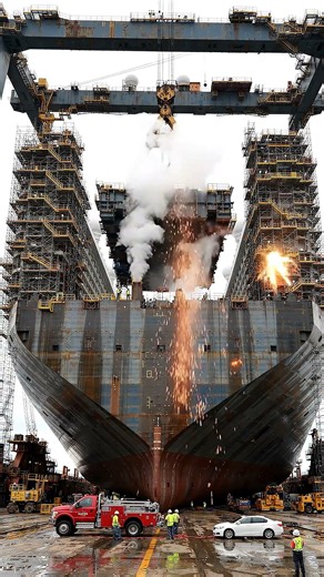 Engineering Marvel: Massive Ship Construction in Action 🏗️